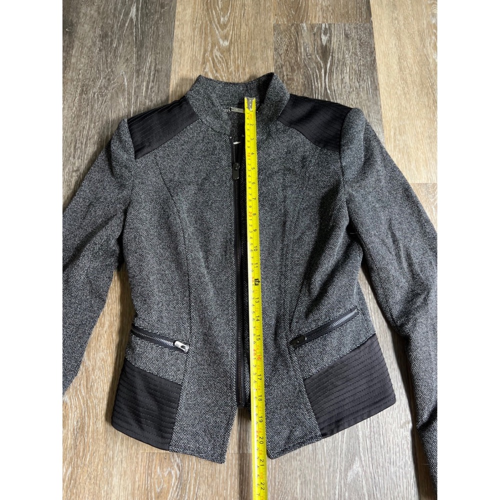 White House Black Market Jacket Womens‎ XS Black Gray Excellent Tweed Moto Zip - Picture 4 of 7